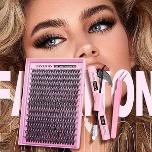 FANXITON DIY Lash Extension Kit 40D D Individual Lashes Lash Clusters